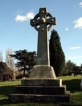 Tall stone celtic cross on a three-step basis
