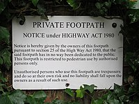 Private footpath notice, Priory Road - geograph.org.uk - 3160181.jpg
