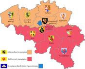 Provinces of Belgium with CoA-el.svg
