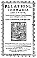 Esempio di Relazione stampata in Italia all'inizio del XVII secolo.