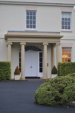 The portico entrance in 2010. Rufford New Hall Portico Entrance.JPG