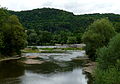 Čeština: Budský jez na řece Sázavě ve městě Sázava, okres Benešov. English: Budský weir on the Sázava River in the town of Sázava, Benešov District, Central Bohemian Region, Czech Republic.