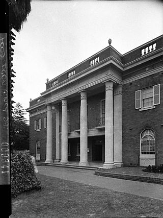 The portico of Manly Town Hall by Sam Hood, November 1937. SLNSW 11384 Neoclassical portico of Manly Council Chambers.jpg