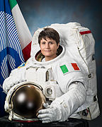 Samantha Cristoforetti official portrait in an EMU spacesuit