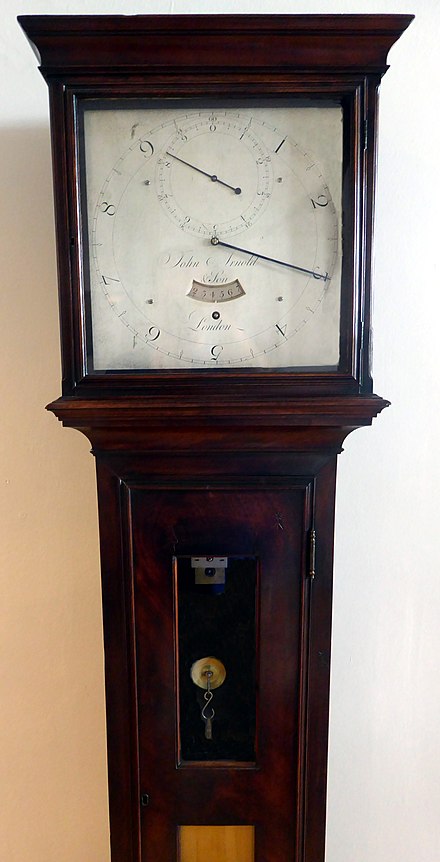 One of the two known surviving sidereal angle clocks in the world, made by John Arnold & Son. It was previously owned by Sir George Shuckburgh-Evelyn. It is on display in the Royal Observatory, Greenwich, London.