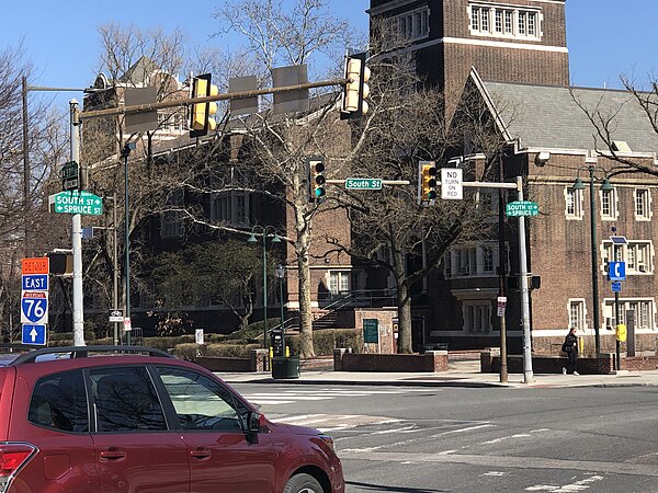 South Street's western terminus in University City at Penn Medicine station