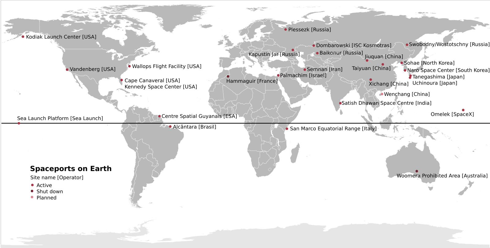 Сколько космодромов в россии на сегодняшний. Карта космодромов в мире. Космодромы США на карте. Космодромы России на карте.