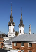Church spires and Winchester Hall, Frederick,Maryland