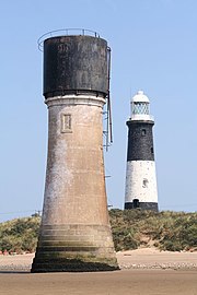 Former Low Light (1852) with the "new" (1895) lighthouse behind it Spurn Lighthouse - geograph.org.uk - 309594.jpg