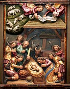 Detail of the Category:Altar of St. Jost (Langenfeld): ”Adoration by the shepherds”