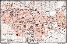 Stadtplan aus dem Zeitraum 1910-1913 mit dem Hauptbahnhof etwa mittig