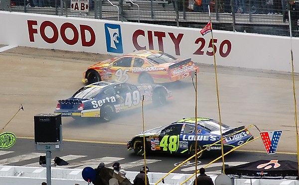 Brent Sherman (middle) spins around during the 2006 Food City 500