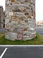 Base of the tower adjacent to the Stone Mill located near 1 Canal Street, Lawrence, Massachusetts. South side of structure shown.