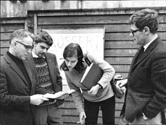 Från vänster: Tore Zetterholm, Jan Fjellander, Kristina Ahlmark Michanek och Göran Palm 1966.