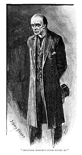 Le professeur Moriarty. Illustration de Sidney Paget pour Le Dernier Problème d'Arthur Conan Doyle, nouvelle publiée dans The Strand Magazine en décembre 1893.