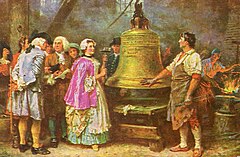 The Bell's First Note, a 1913 painting of the Liberty Bell by Jean Leon Gerome Ferris The Bell's First Note by JLG Ferris.jpg