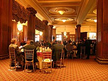 The Crystal Tea Room, one of the largest dining rooms in the world as of the early 20th century, in 2007 The Great Crystal Tea Room at John Wanamaker.jpg