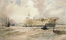 The Royal Albert hulk in the Hamoaze, 1890. Thomas Bush Hardy The Royal Albert hulk in the Hamoaze, 1890 CSK 2002.jpg