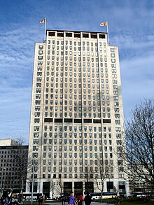 Shell Centre headquarters in London. Shell is Europe's largest and the world's ninth-largest company by revenue The Shell Centre (8709496019).jpg