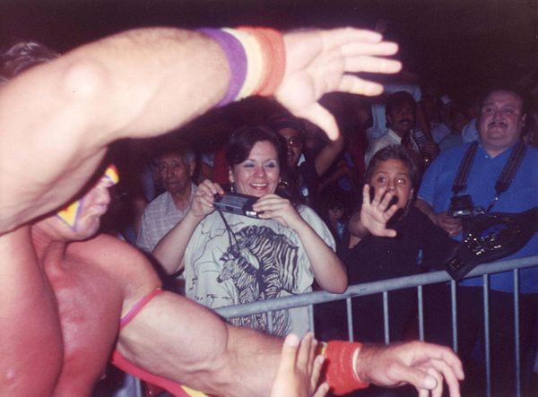 Warrior was known for his high energy entrances (pictured March 1989)