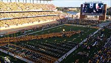 The Baylor Line on the field of a home football game Theline.jpg