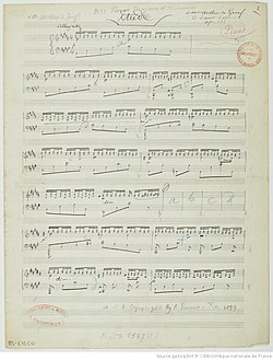 page du manuscrit de la partition