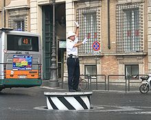 Traffic control in Rome, Italy. This traffic control podium can retract back to road level when not in use. Traffic-control-Roma.jpg