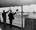 Truman Byrnes greeting HMS Hambledon 1945.jpg