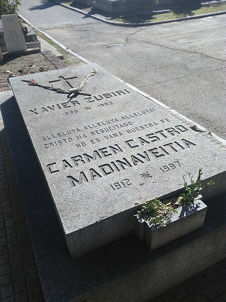 File:Tumba de Xavier Zubiri y Carmen Castro Madinaveitia, cementerio civil de Madrid.jpg