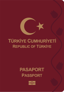 Лицевая сторона обложки биометрического паспорта гражданина Турции