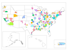 An enlargeable map of the 124 combined statistical areas (CSAs) of the United States as of 2006 US Combined Statistical Areas.png