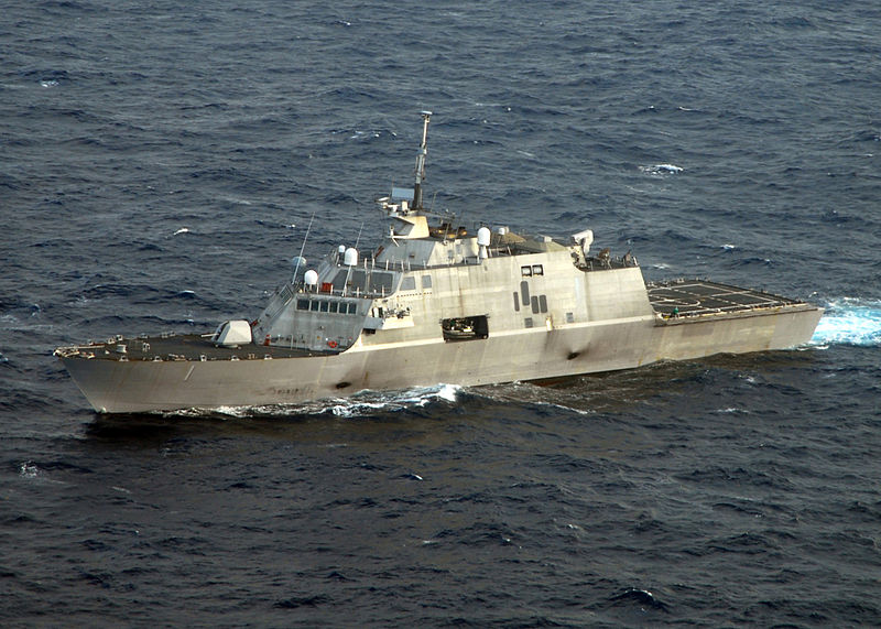 File:US Navy 100203-N-7058E-546 The littoral combat ship USS Freedom (LCS 1) is underway off the coast of Florida at sunset during pre-deployment workups.jpg