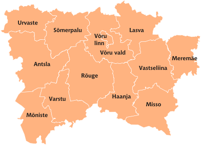 Divisão administrativa da região de Võru