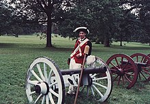 Ranger in Continental Army uniform explaining Revolutionary War artillery Valley Forge gunner.jpg