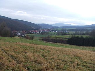 View from the Vierbach grill hut near the village of Vierbach to the east-southeast, downstream into the valley of the Vierbach