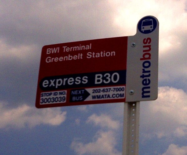 Metrobus's new bus stop sign, used as of June 2012