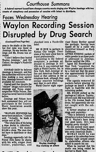 <span class="mw-page-title-main">Waylon Jennings' 1977 arrest</span> Drug bust involving Waylon Jennings