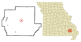 Wayne County Missouri Incorporated and Unincorporated areas Greenville Highlighted.svg