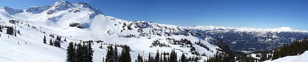 Panoráma lyžiarskeho strediska Whistler Blackcomb