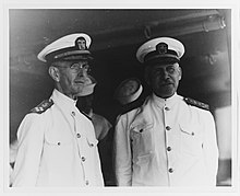 CNO Pratt (right) with Admiral Frank H. Schofield (left) aboard the Tennessee-class battleship USS California (BB-44), February 1931. William Veazie Pratt NH 77482.jpg