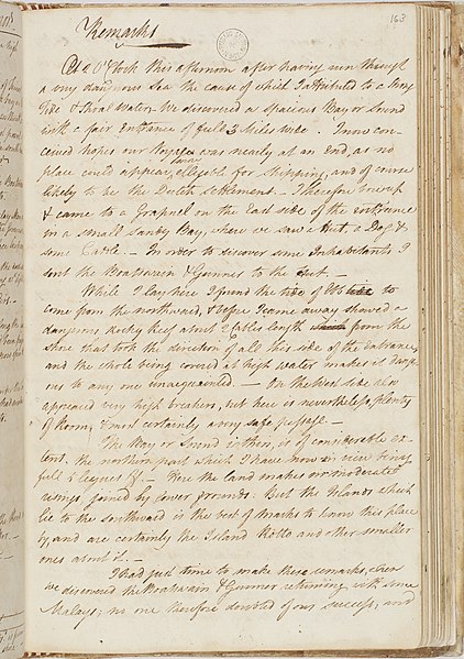 Account of arrival at Timor, 14 June 1789. Log of the Proceedings of His Majesty's Ship Bounty, 1789, bound manuscript, Safe 1 / 47