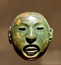 Aztec jade mask depicting the god Xipe Totec.