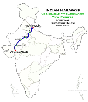 Yoga Express (Ahmedabad - Haridwar) route map.png