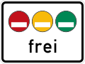 Zusatzzeichen 1031-50 - Freistellung vom Verkehrsverbot nach § 40 Abs. 1 BlmSchG – rote, gelbe und grüne Plakette, StVO 2017.svg