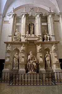 The monument of Julius II, with Michelangelo's statues of Moses, with Rachel and Leah 'Moses' by Michelangelo JBU010.jpg