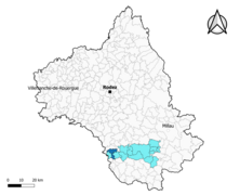 Coupiac dans l'intercommunalité en 2020.