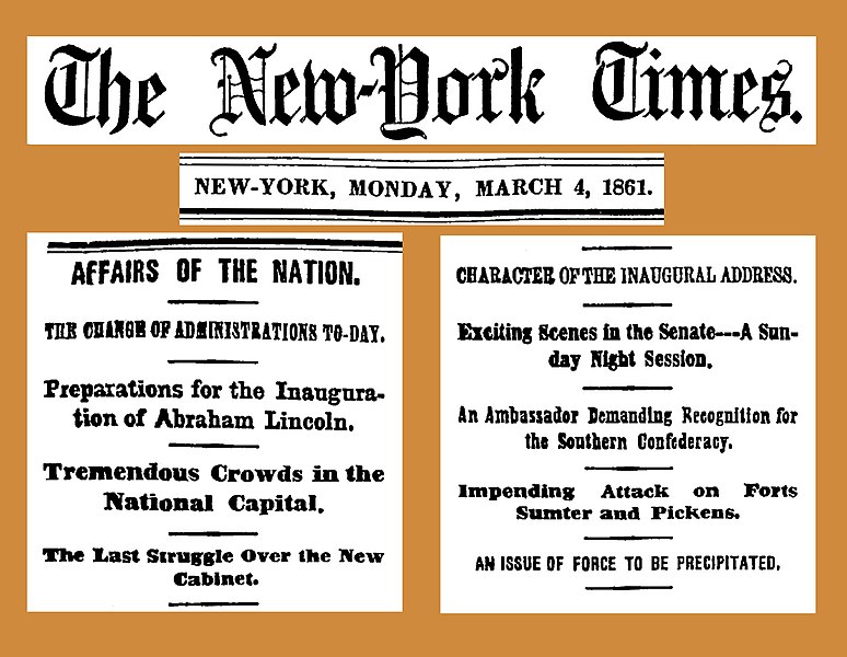 File:18610304 Affairs of the Nation - Abraham Lincoln inauguration - The New York Times.jpg