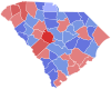 Merah kabupaten dimenangkan oleh Campbell dan biru kabupaten dimenangkan oleh Daniel