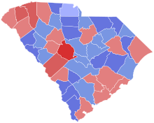 1986 South Carolina gubernur hasil pemilihan peta oleh county.svg
