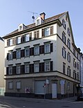 Apartment building with shops